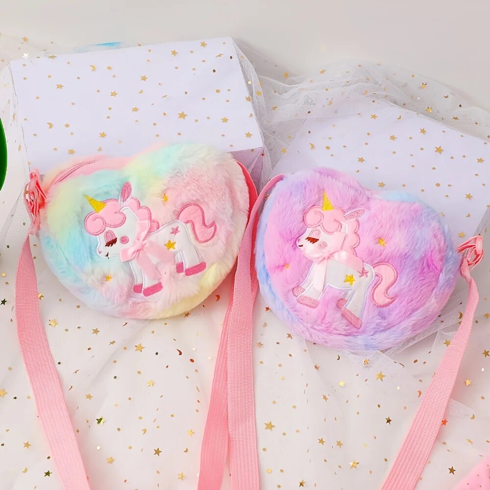 Mini Backpack Purse - Cute Unicorn For Girls Plush Heart
