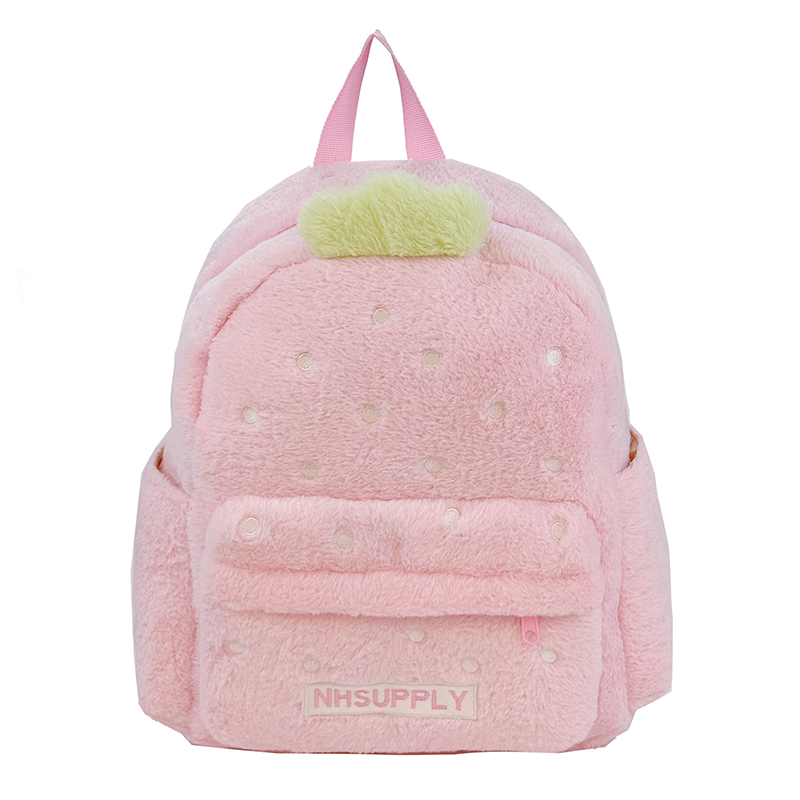 Fashion Backpack Women - Plush Strawberry Classic Solid Color Sweet