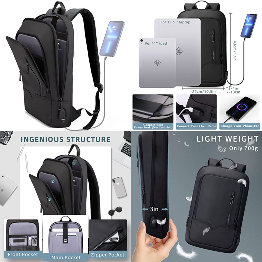 Travel Backpack Anti Theft - Backpack for Men Business Slim Backpack