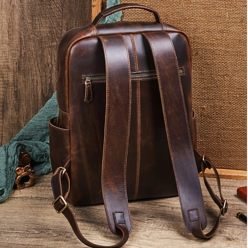 Men's Top Grain Waxed Leather  - Leather Backpack Vintage ulasan dan harga