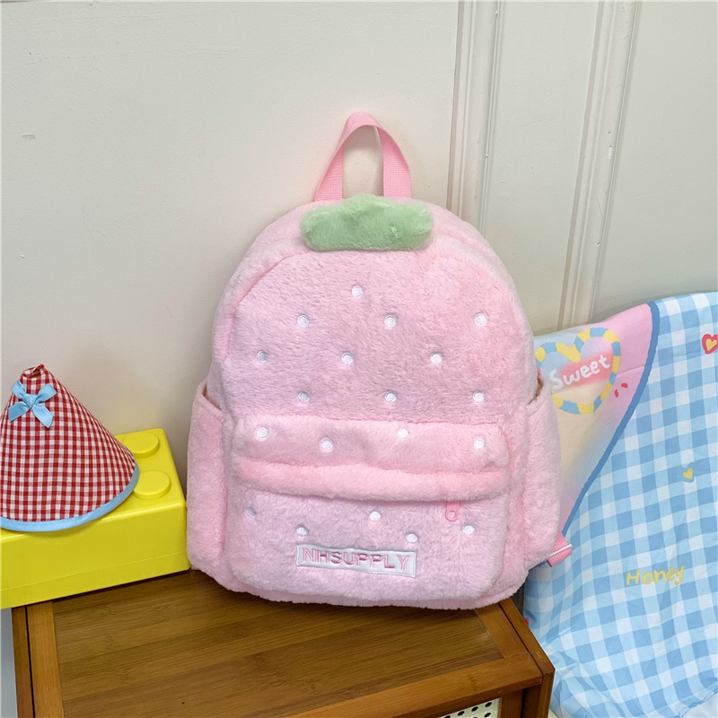 Plush Strawberry Classic Solid - Fashion Backpack Women ulasan dan harga