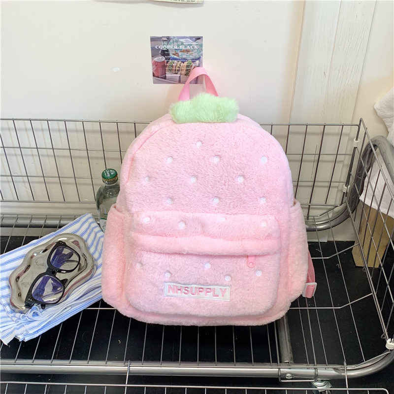 Plush Strawberry Classic Solid - Fashion Backpack Women ulasan dan harga