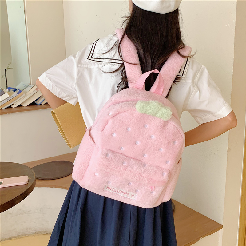 Plush Strawberry Classic Solid - Fashion Backpack Women ulasan dan harga
