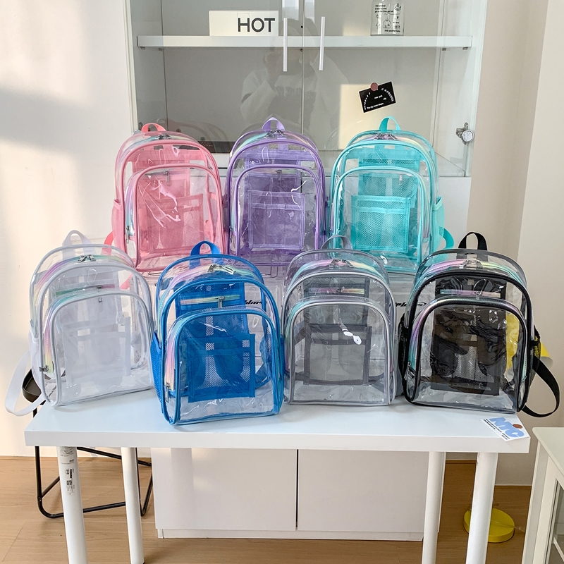 PVC Transparent Zipper Large C - Fashion Backpack Women ulasan dan harga