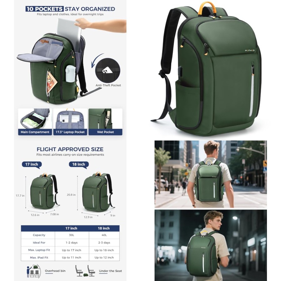 Laptop Backpack for Men, Buses - Travel Backpack Anti Theft ulasan dan harga