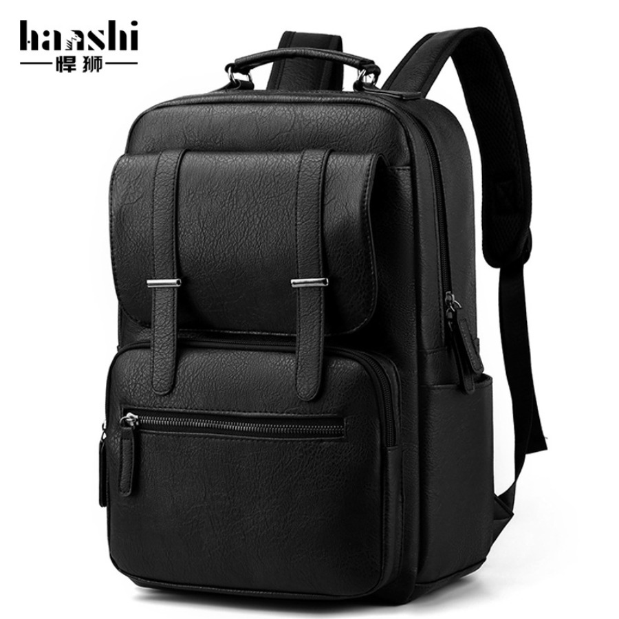 【New Arrival】Men's PU Leather  - Laptop Backpack 15.6 ulasan dan harga