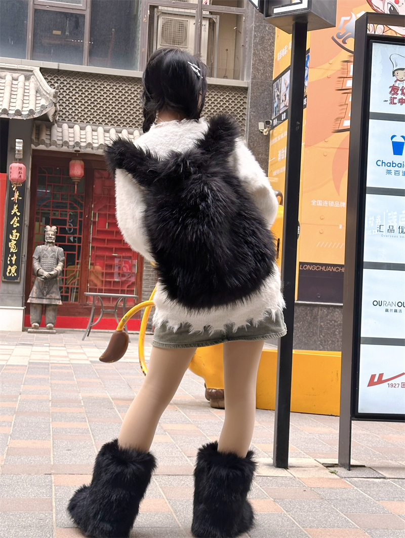 Y2K Faux Fur Leopard Women Bac - Fashion Backpack Women ulasan dan harga