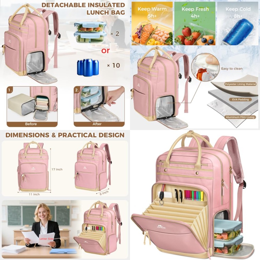 Lunch Backpack for Women, Teac - Laptop Backpack 15.6 ulasan dan harga