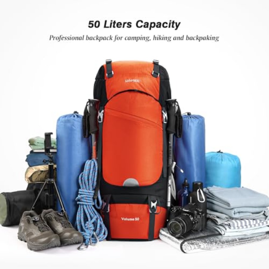 50L Hiking Backpack Travel Bag - Rain Cover Backpack ulasan dan harga