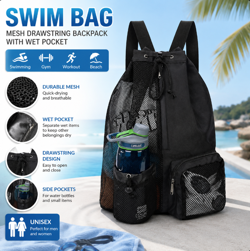 Drawstring Beach Storage Bag M - Drawstring Gym Bag ulasan dan harga