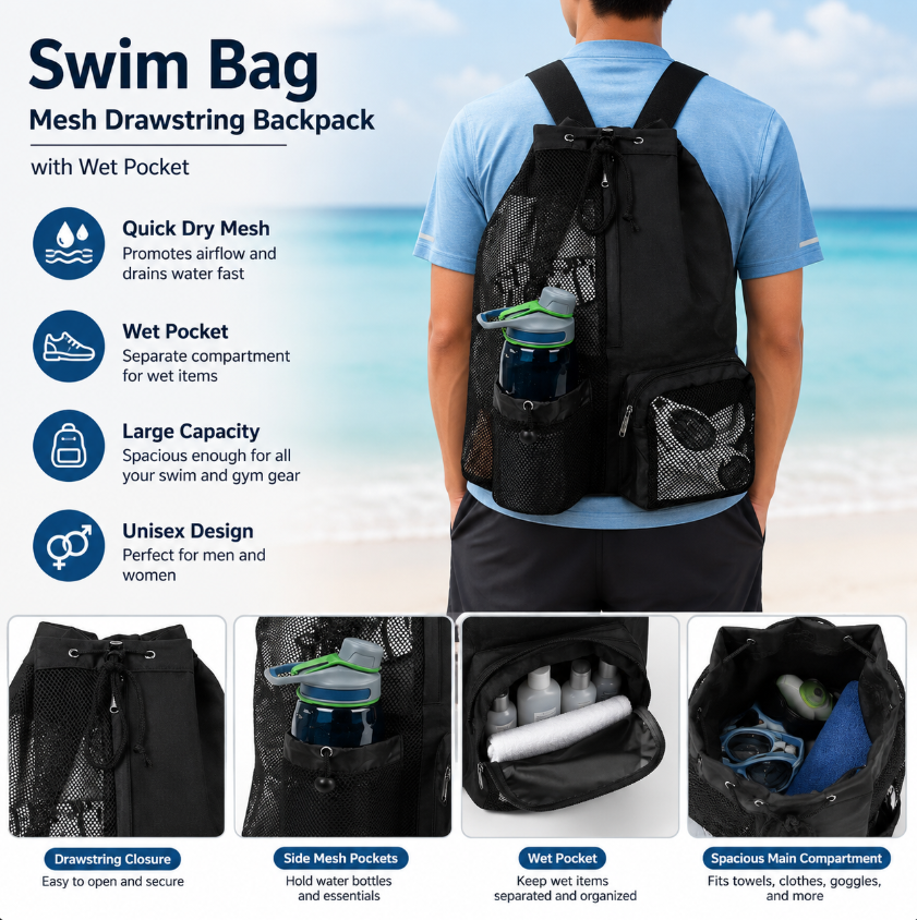 Drawstring Beach Storage Bag M - Drawstring Gym Bag ulasan dan harga