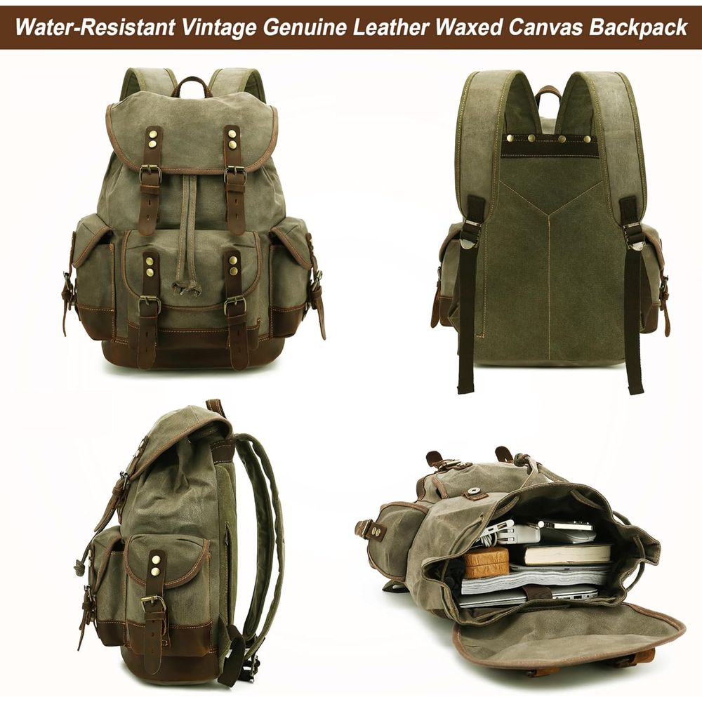Vintage Canvas Leather Backpac - Leather Backpack Vintage ulasan dan harga