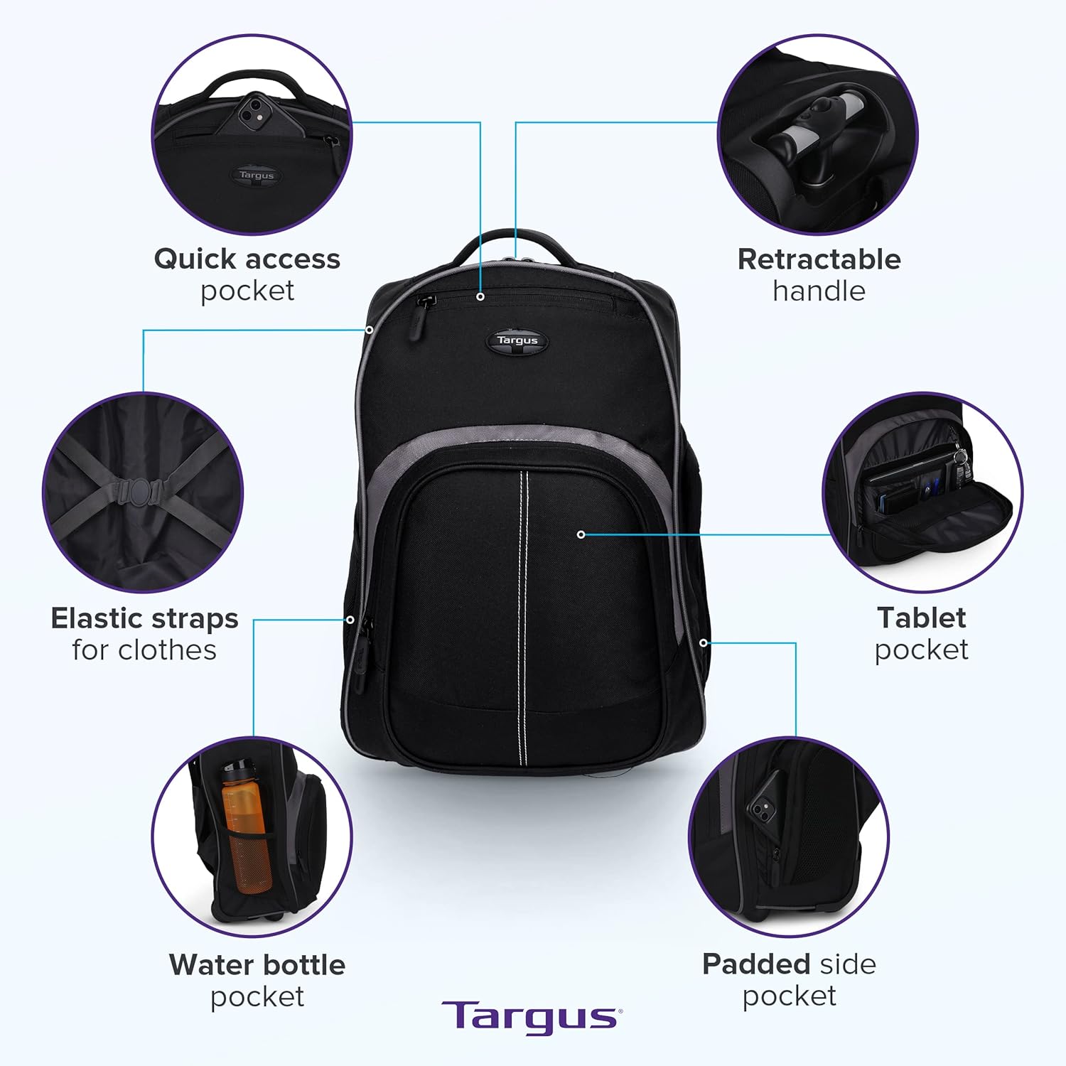 16 Inch Rolling Backpack with  - Laptop Sleeve Removable ulasan dan harga