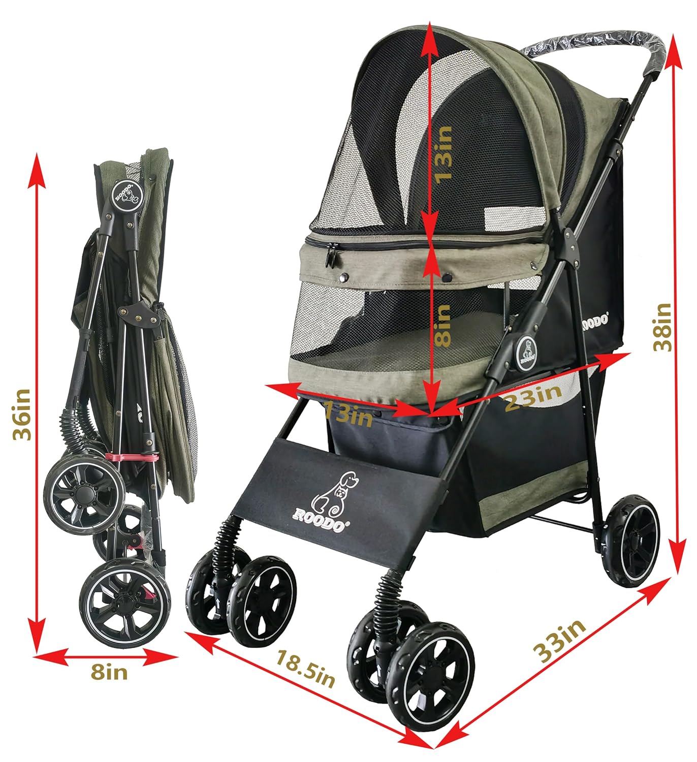 4 Wheel Dog Cat Pet Stroller,  - Foldable Backpack Small ulasan dan harga