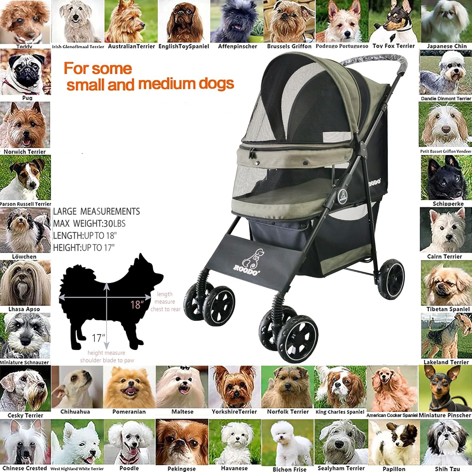 4 Wheel Dog Cat Pet Stroller,  - Foldable Backpack Small ulasan dan harga