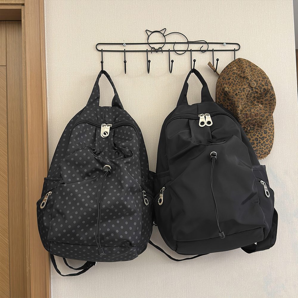 Polka Dot Nylon Drawstring Bac - Canvas Backpack Casual ulasan dan harga