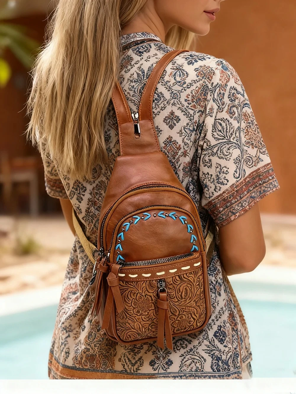 Women Sling Bag 2 in 1 Chest B - Leather Backpack Vintage ulasan dan harga