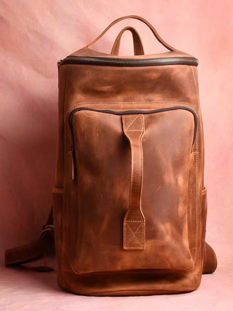 Handmade Mens Large Capacity T - Leather Backpack Vintage ulasan dan harga