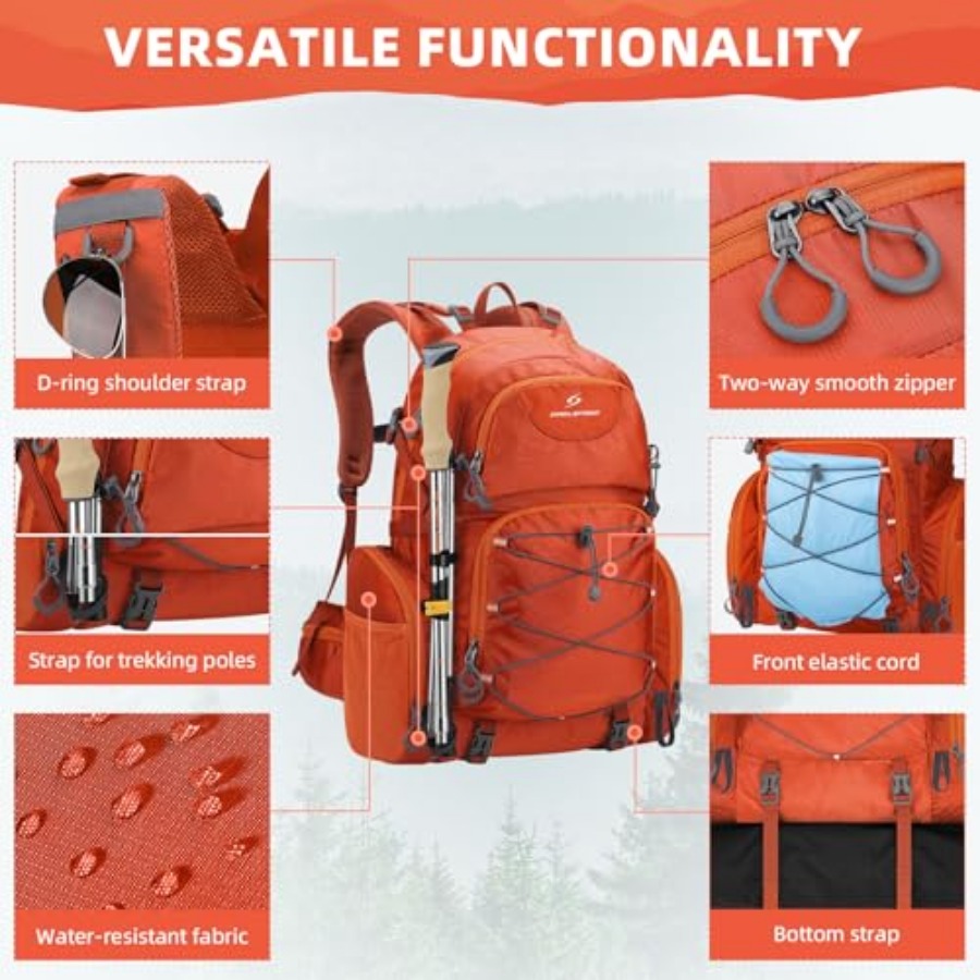 Hiking Backpack, 40L Waterproo - Rain Cover Backpack ulasan dan harga