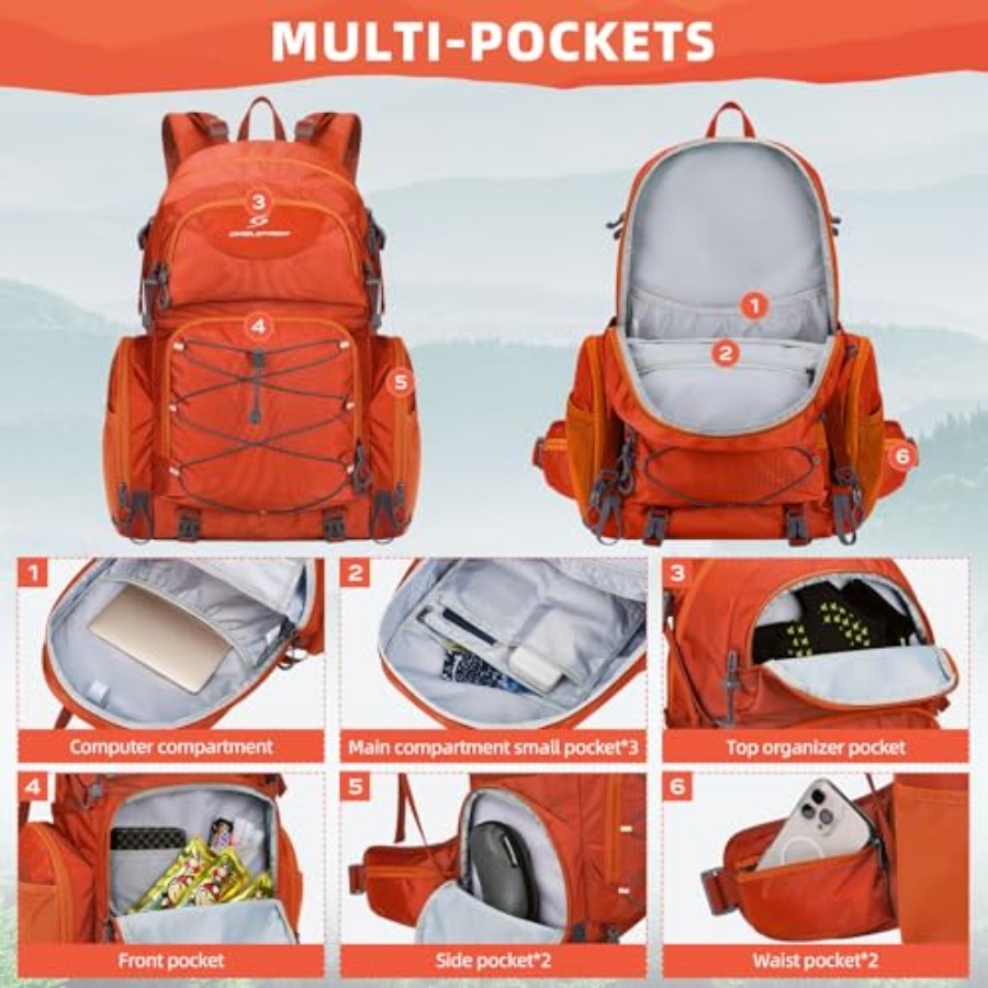 Hiking Backpack, 40L Waterproo - Rain Cover Backpack ulasan dan harga