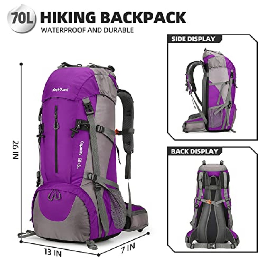 70L Hiking Backpack with Rain  - Rain Cover Backpack ulasan dan harga