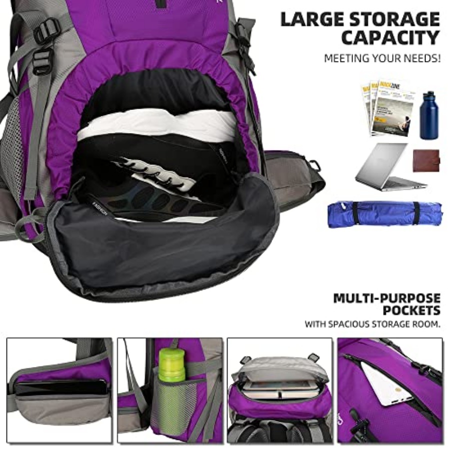 70L Hiking Backpack with Rain  - Rain Cover Backpack ulasan dan harga