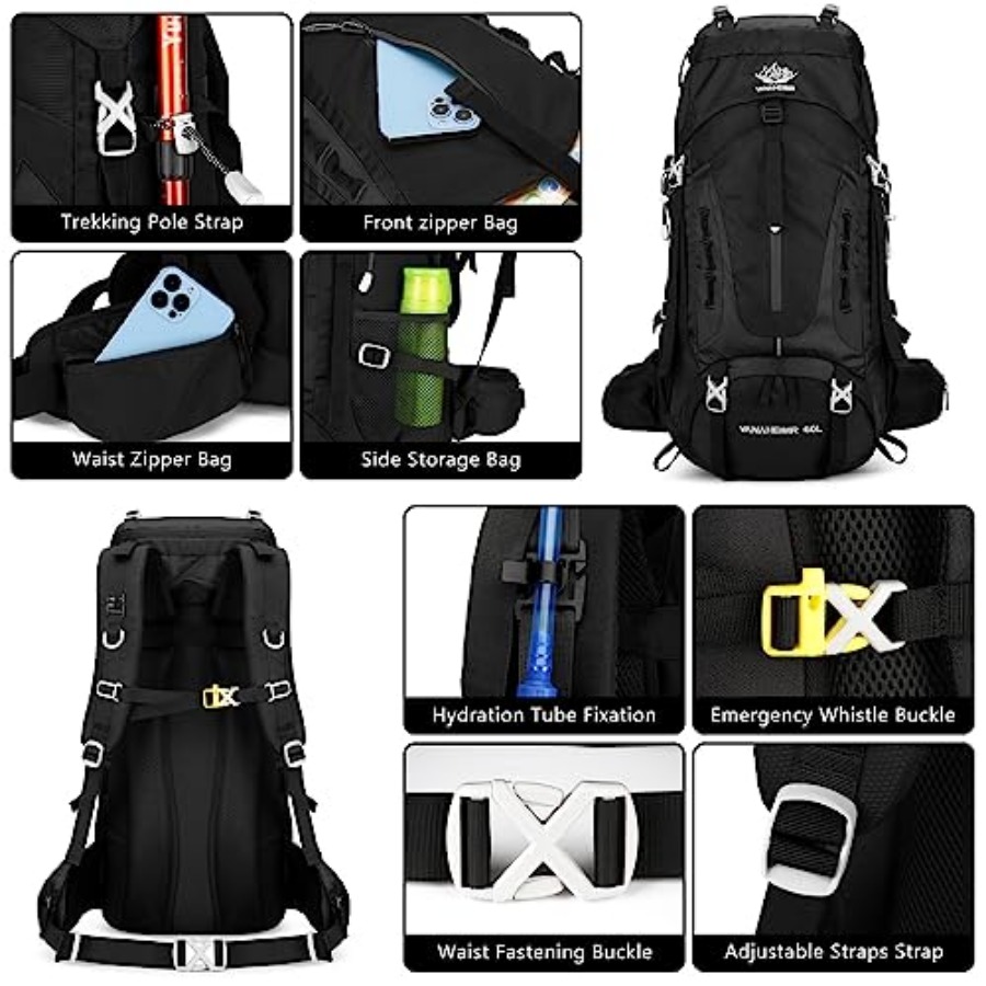 50L Hiking Backpack Men Campin - Rain Cover Backpack ulasan dan harga