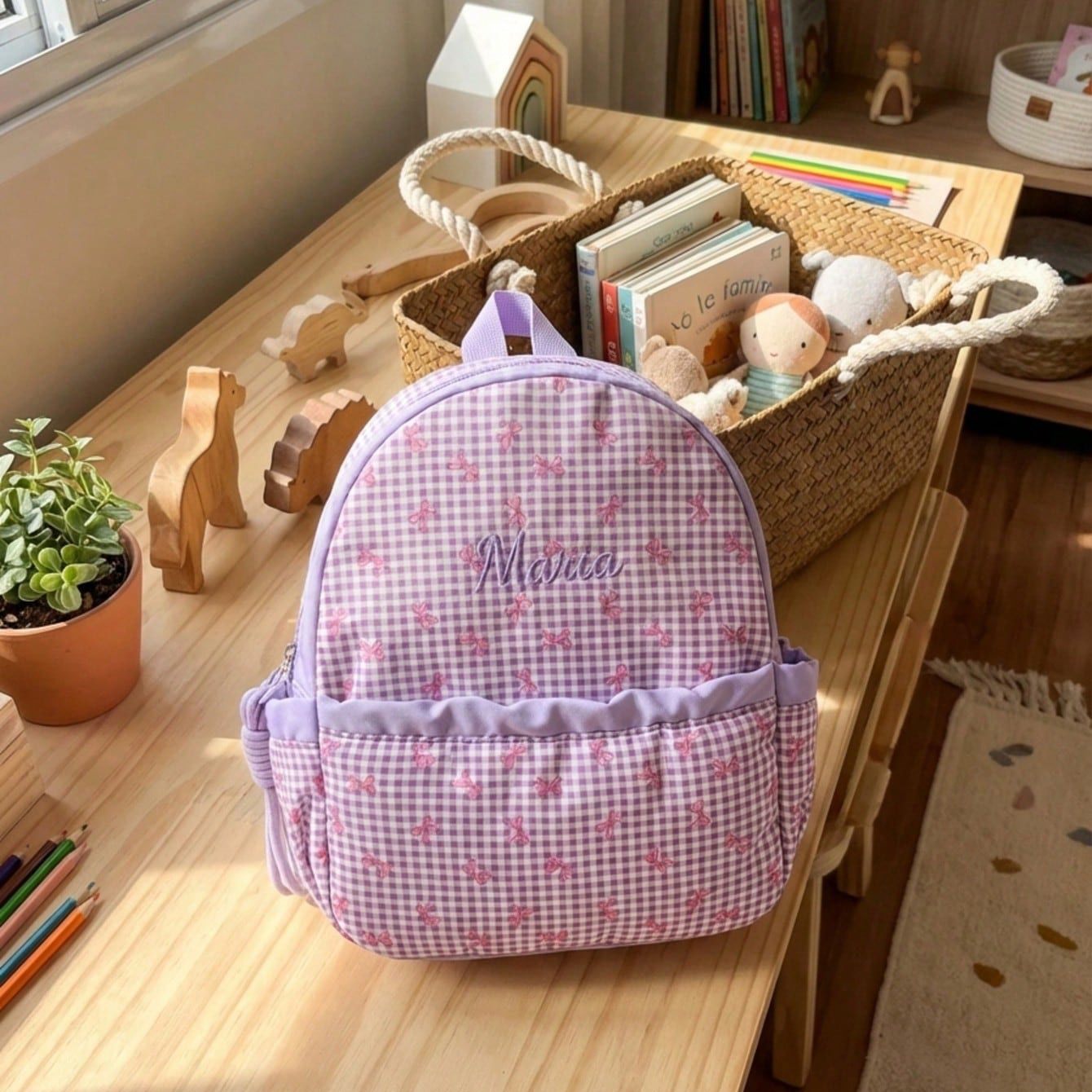 Custom Name-Letter Embroidered - School Backpack Teen ulasan dan harga
