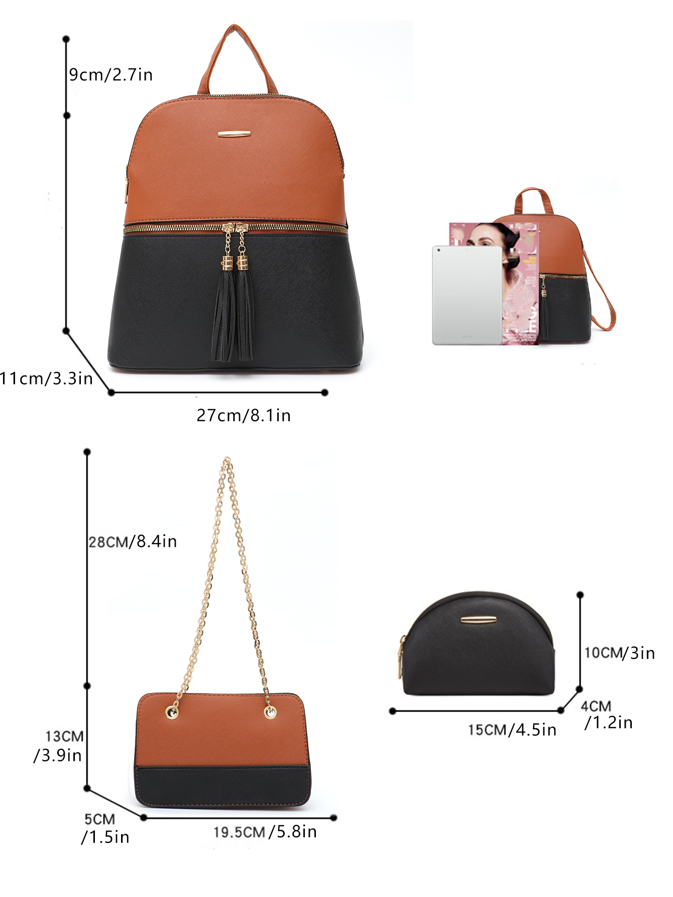 4 PCS Bags Set Women's Fashion - Mini Backpack Purse ulasan dan harga