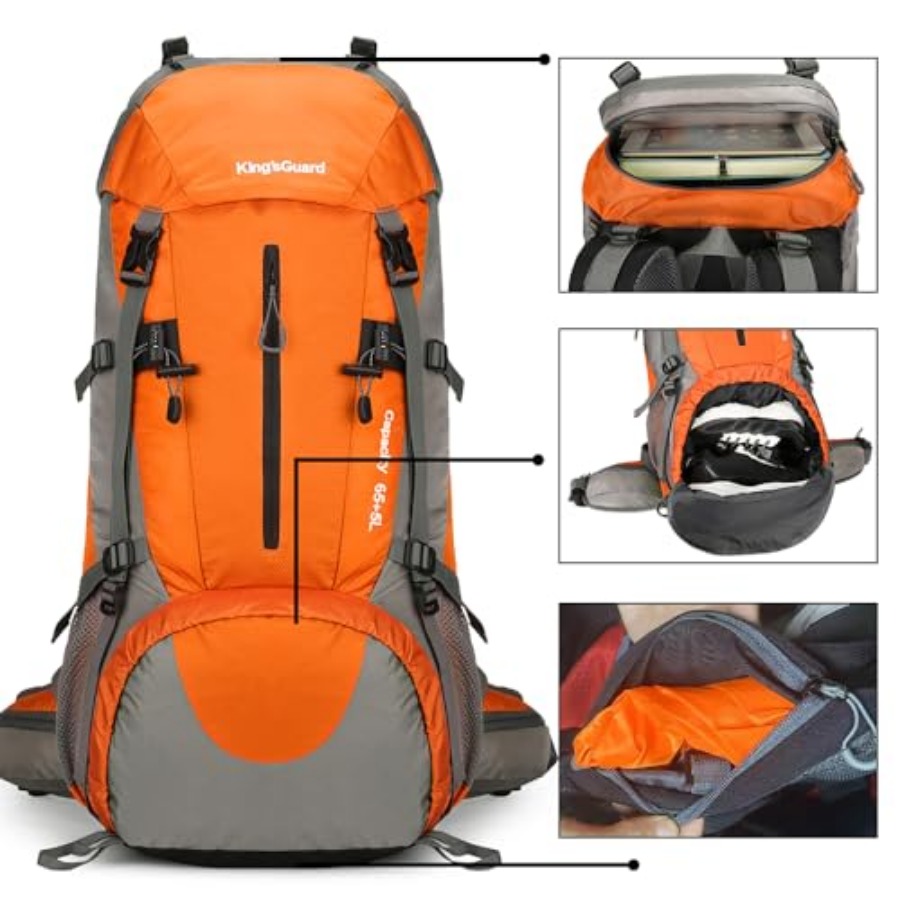 70L Hiking Backpack with Rain  - Rain Cover Backpack ulasan dan harga