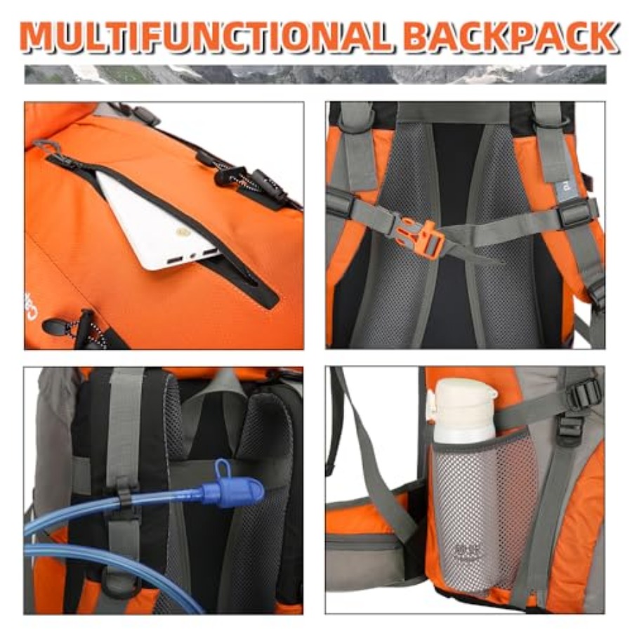 70L Hiking Backpack with Rain  - Rain Cover Backpack ulasan dan harga