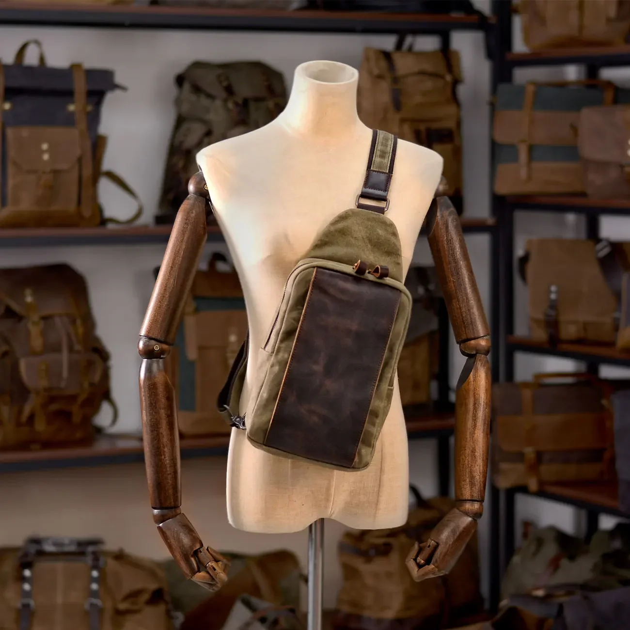 Casual Men's Vintage Waxed Can - Sling Backpack Shoulder ulasan dan harga