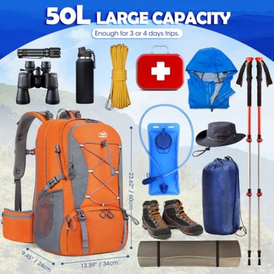 50L Hiking Backpack Waterproof - Hiking Backpack Waterproof ulasan dan harga