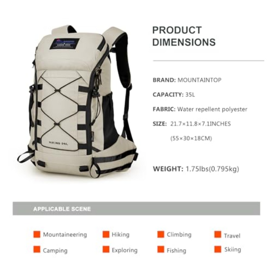 35L Hiking Backpack, Lightweig - Rain Cover Backpack ulasan dan harga